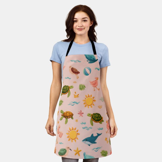 Ocean Blue Paradise All-Over Print Apron Gift Schürze (Getragen)
