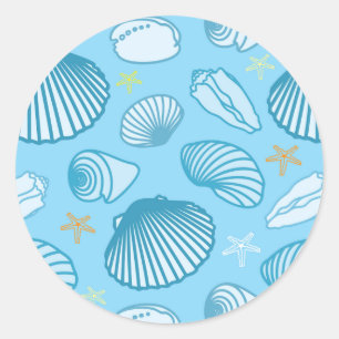 Ocean Blue Pattern Runder Aufkleber