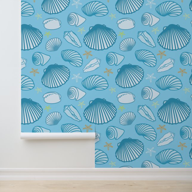 Ocean Blue Pattern Tapete (Anwendung)