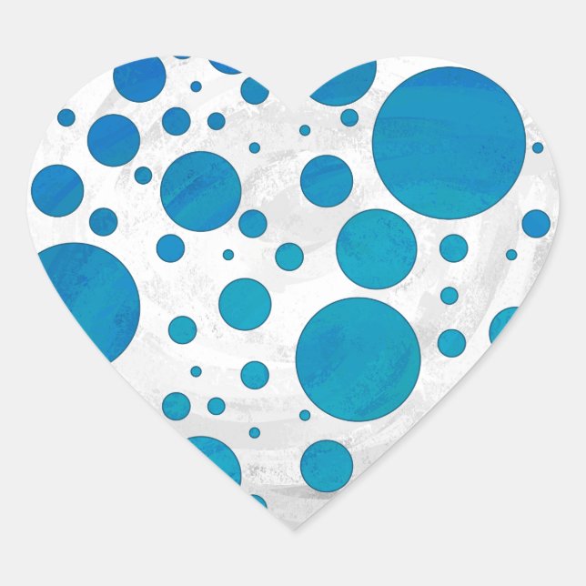 Ocean Blue Polka Dots Herz-Aufkleber (Vorderseite)