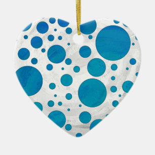 Ocean Blue Polka Dots Keramikornament