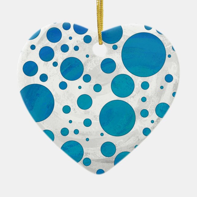 Ocean Blue Polka Dots Keramikornament (Vorne)