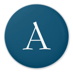 Ocean Blue Schlicht Elegant Modern Monogram Initia Keramikknauf