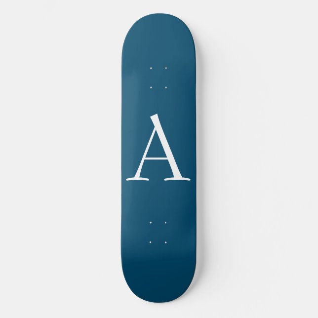 Ocean Blue Schlicht Elegant Modern Monogram Initia Skateboard (Vorderseite)