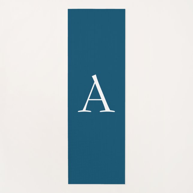 Ocean Blue Schlicht Elegant Modern Monogram Initia Yogamatte (Vorderseite)