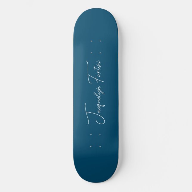 Ocean Blue Schlicht Elegante Minimalistische Kalli Skateboard (Vorderseite)