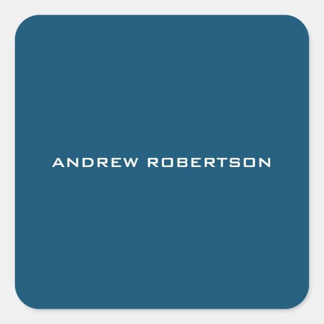 Ocean Blue Schlicht Elegante Moderne einzigartig Quadratischer Aufkleber (Vorderseite)