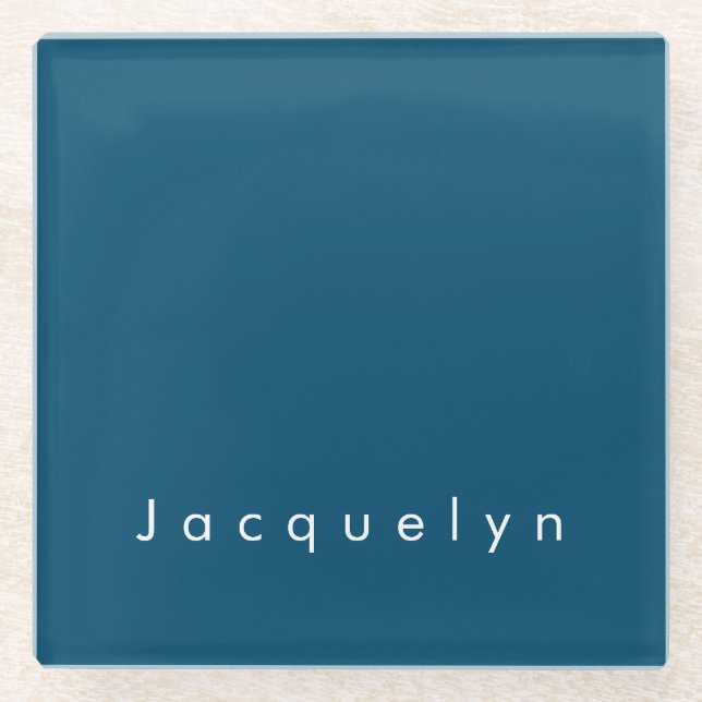 Ocean Blue Schlicht Elegante Moderner Minimalistis Glasuntersetzer (Vorderseite)