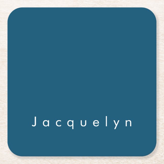 Ocean Blue Schlicht Elegante Moderner Minimalistis Rechteckiger Pappuntersetzer (Vorderseite)