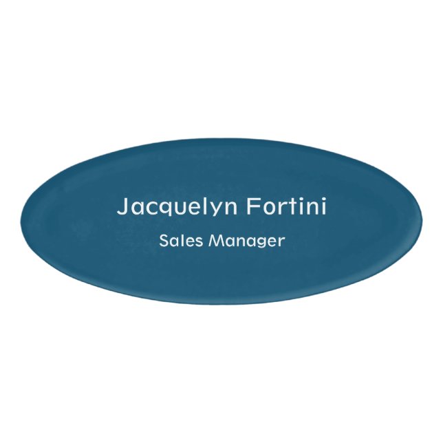 Ocean Blue Schlicht Elegante Modernes Minimalistis Namenschild (Vorderseite)