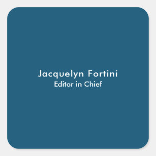 Ocean Blue Schlicht Elegante Modernes Minimalistis Quadratischer Aufkleber