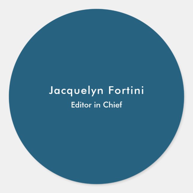 Ocean Blue Schlicht Elegante Modernes Minimalistis Runder Aufkleber (Vorderseite)