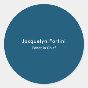 Ocean Blue Schlicht Elegante Modernes Minimalistis Runder Aufkleber