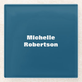 Ocean Blue Schlicht Minimalistischer Name hinzufüg Glasuntersetzer