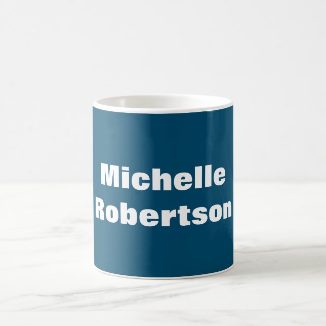 Ocean Blue Schlicht Minimalistischer Name hinzufüg Kaffeetasse (Mittel)