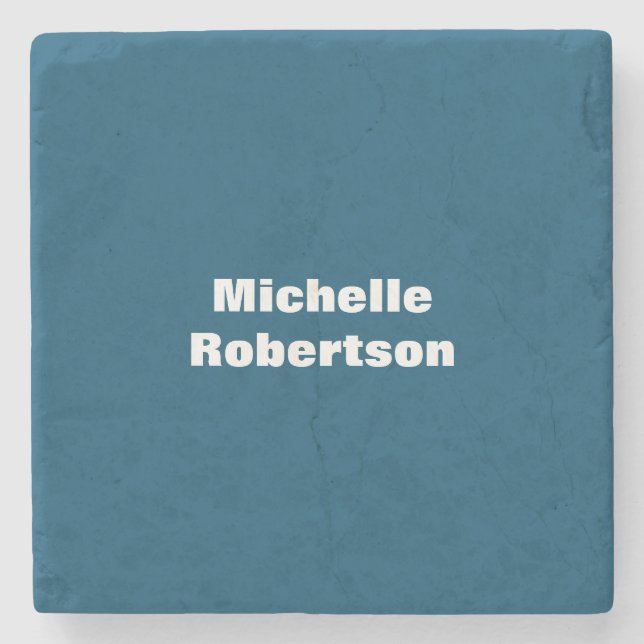 Ocean Blue Schlicht Minimalistischer Name hinzufüg Steinuntersetzer (Vorderseite)