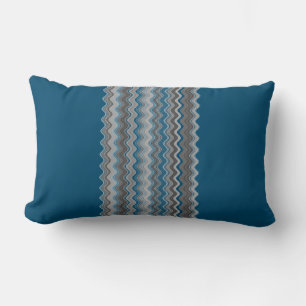 Ocean Blue Silver Gray Wavy Zigzag Muster Le Lendenkissen