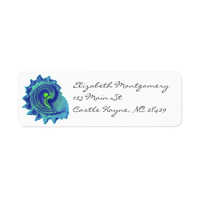 Ocean Blue Spiral Sea Muschel Labels (Vorne)