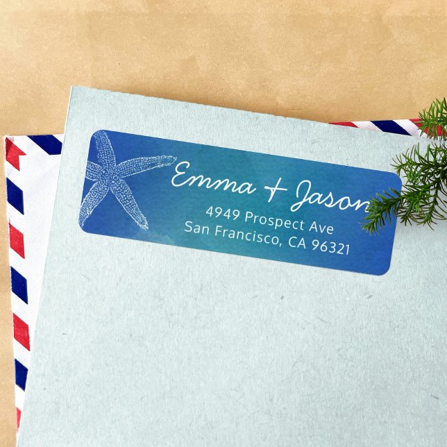 Ocean Blue Starfish Beach Rücksendeadresse (Von Creator hochgeladen)