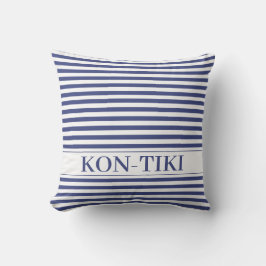 Ocean Blue Stripes Nautical Boat Name. Kissen