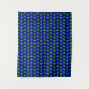 Ocean Blue Tribal Green Sea Turtles Wandteppich