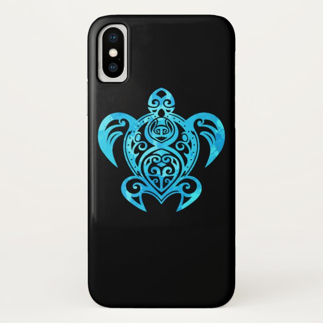 Ocean Blue Tribal Hawaiian Sea Turtle Case-Mate iPhone Hülle (Rückseite)