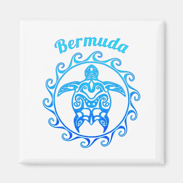 Ocean Blue Tribal Turtle Bermuda Magnet (Vorne)