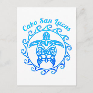 Ocean Blue Tribal Turtle Cabo San Lucas Postkarte