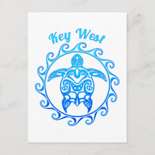Ocean Blue Tribal Turtle Key West Postkarte