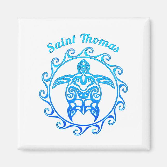 Ocean Blue Tribal Turtle Saint Thomas Magnet (Vorne)