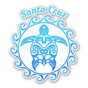 Ocean Blue Tribal Turtle Santa Cruz Aufkleber