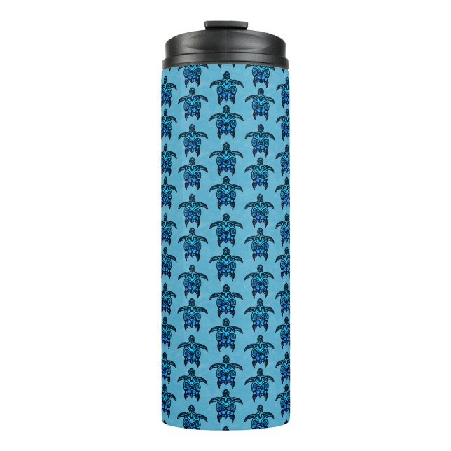 Ocean Blue Tribal Turtles Thermosbecher (Vorderseite)