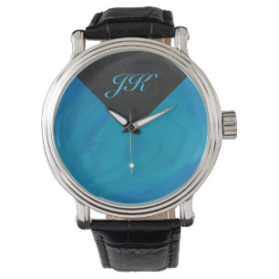 Ocean Blue und Black Monogram Armbanduhr
