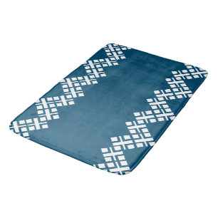 Ocean Blue und White Mono Zig Zag Badematte