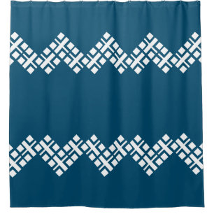 Ocean Blue und White Mono Zig Zag Duschvorhang