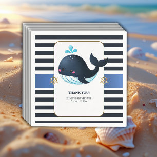 Ocean Blue Under Sea Kawaii Whale Baby Shower Serviette
