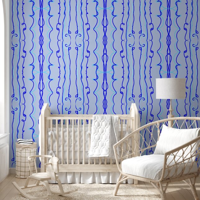 Ocean Blue vertikale Linien Tapete (Kinder)