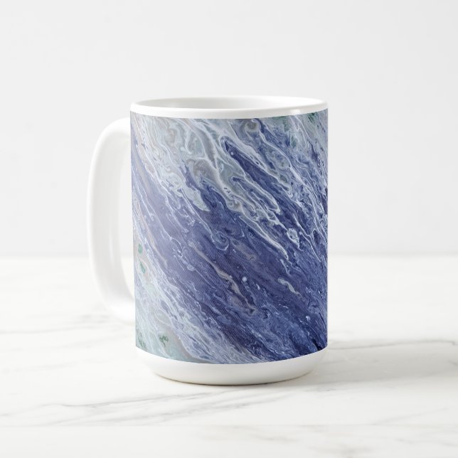 Ocean Blue Water Abstrakt Art Tasse Cup (Vorderseite Links)