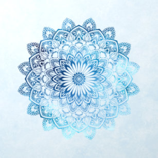 Ocean Blue Watercolor Mandala Wandaufkleber