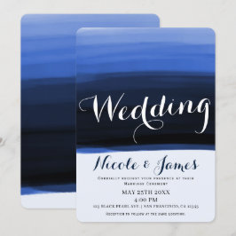 Ocean Blue Watercolor Moderne Glam Wedding Einladung