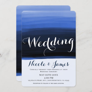 Ocean Blue Watercolor Moderne Glam Wedding Einladung