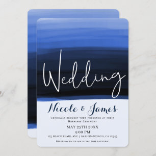 Ocean Blue Watercolor Moderne Glam Wedding Einladung