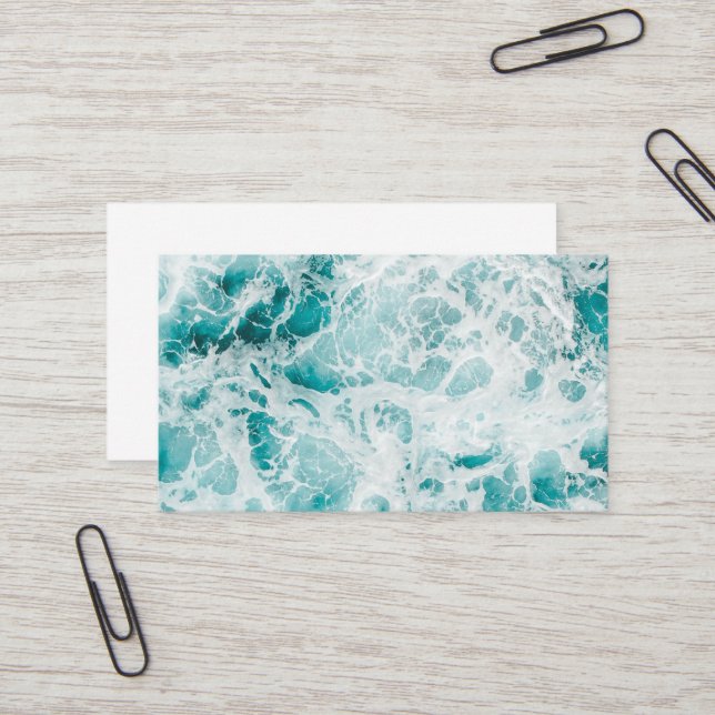Ocean Blue Waves Business Card Visitenkarte (Vorderseite/Rückseite Beispiel)