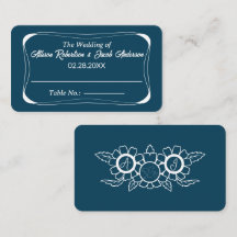 Ocean Blue & White Wedding Tischnummer Platzkarte