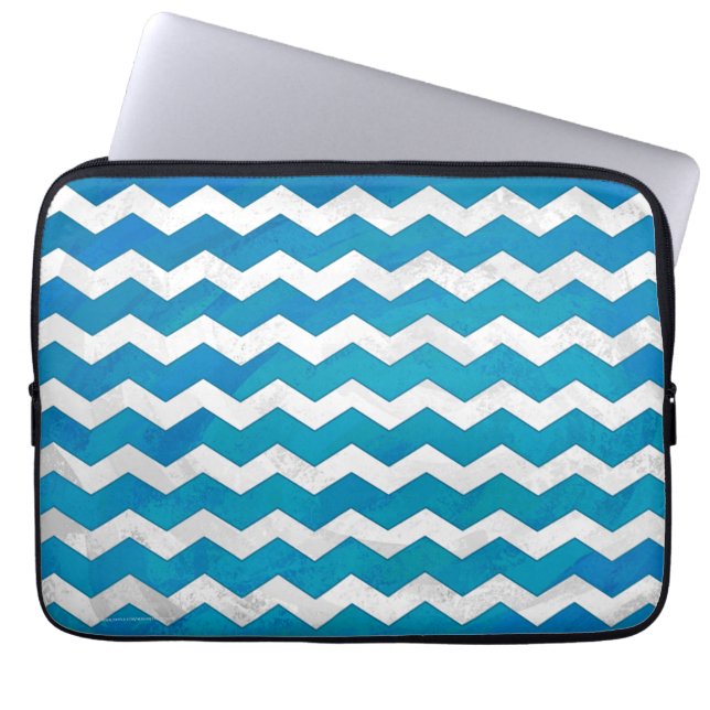Ocean Blue Zickzack Pattern Laptopschutzhülle (Vorderseite)