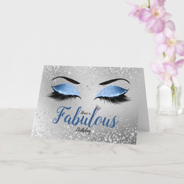 Ocean Blush Blue Fabulous Glitzer Eyes Standard Karte (Orchidee)