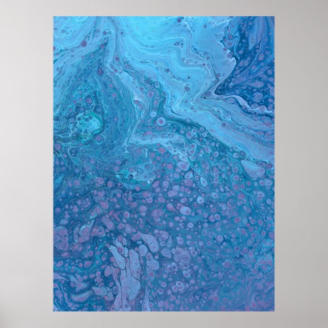 Ocean Breeze 3 Soft Blue Purple Abstract Art Print Poster (Vorne)
