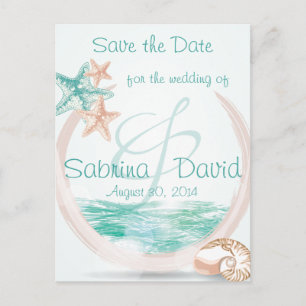Ocean Breeze Beach Hochzeit Save the Date Ankündigungspostkarte