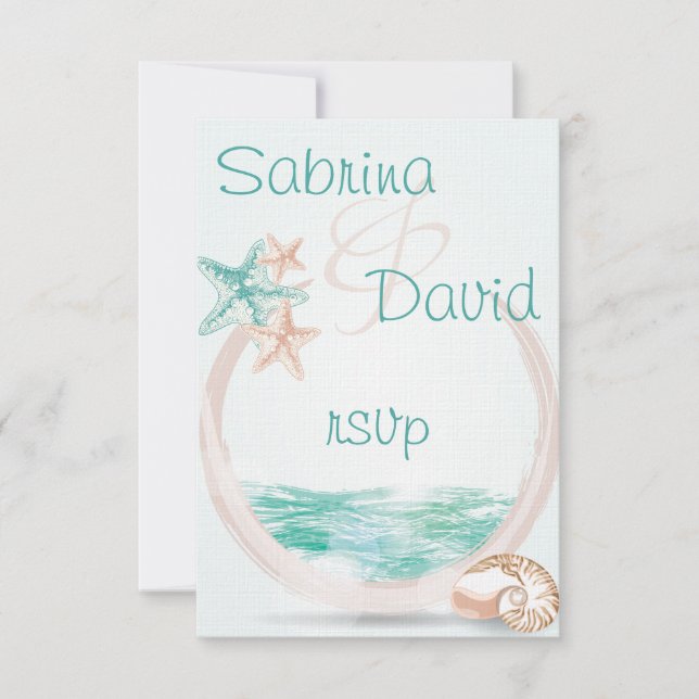 Ocean Breeze Beach Wedding UAWG RSVP Karte (Vorderseite)