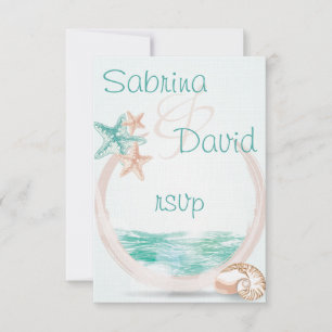 Ocean Breeze Beach Wedding UAWG RSVP Karte